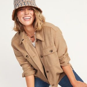 Old Navy Soft Brushed Utility Shacket in Camel